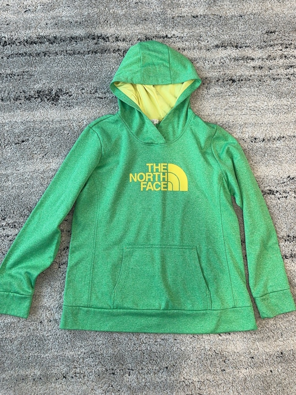The North Face Green Pullover Hoodie with Yellow Logo